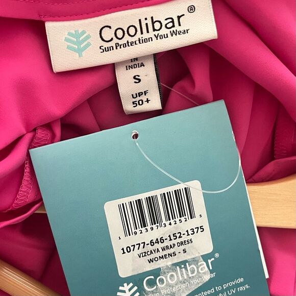 Coolibar Vizcaya Wrap Dress Pink and Palm Size Small NWT - Picture 4 of 6